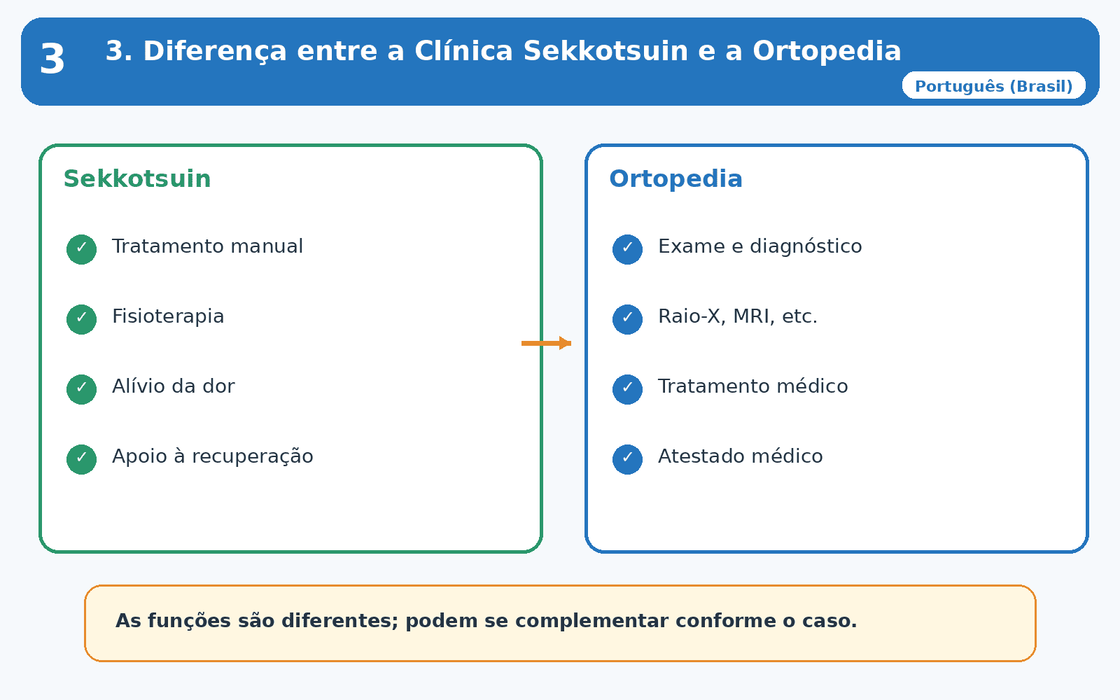 Diferenças de Papel entre Sekkotsuin e Ortopedia